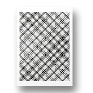 May include: A standard playing card back design with a black and white plaid pattern.