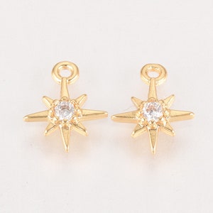 Gold star diamante charm | gold diamante earring charm | gold earring charm | 4pcs