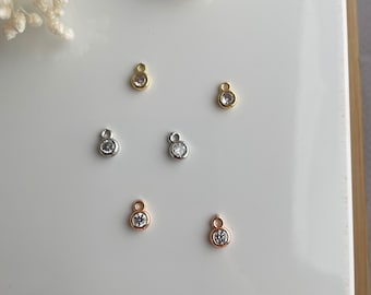 Cubic zirconia tiny teardrop charm - assorted colours | 10 pieces