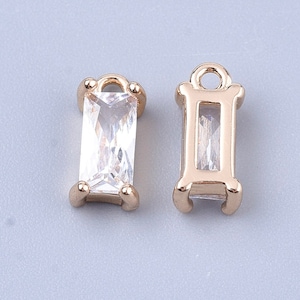 4pcs mini rectangle glass charm in clear