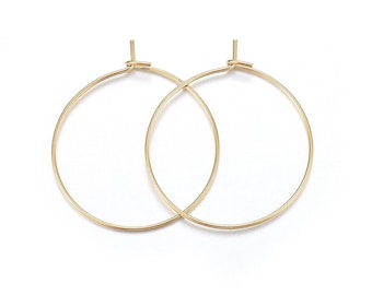 Gold hoops | Surgical stainless steel | gold wine charm | 25mm wide