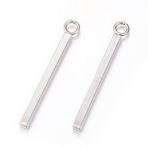 10pcs stainless steel silver tone bar charms