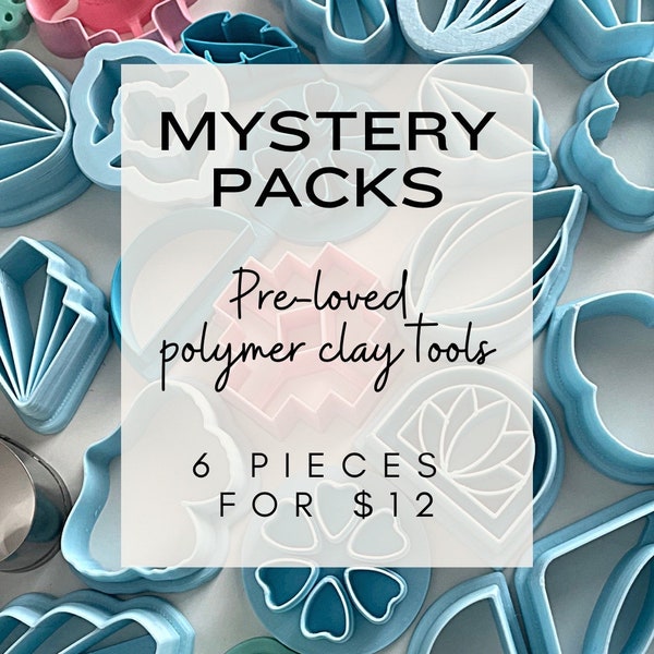 Mystery Packs | Pre-loved polymer clay tools | 6 pieces per pack | cutters, textures, moulds
