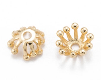 18K Gold Plated Flower Bead Caps: DIY Earring Making (4 Pieces)