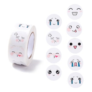 Etiquetas da cara do smiley | 2,5cm de largura | 500 adesivos | Adesivos para embalagens de presente | adesivos para envelopes | embalagens para pequenas empresas | Papelaria