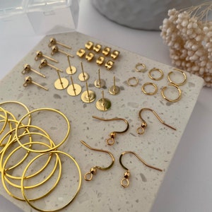 Earring starter kit | earring making kit | Beginner earring making kit | 140 piece | | DIY kit earrings |  Stainless Steel | 18K gold plated