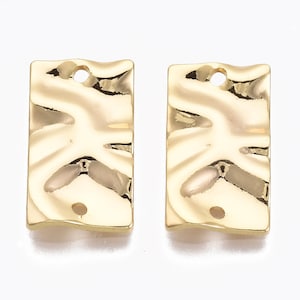 Gold rectangle charm | 18K gold plated brass charm for earring making | Nickel free | 4 pieces