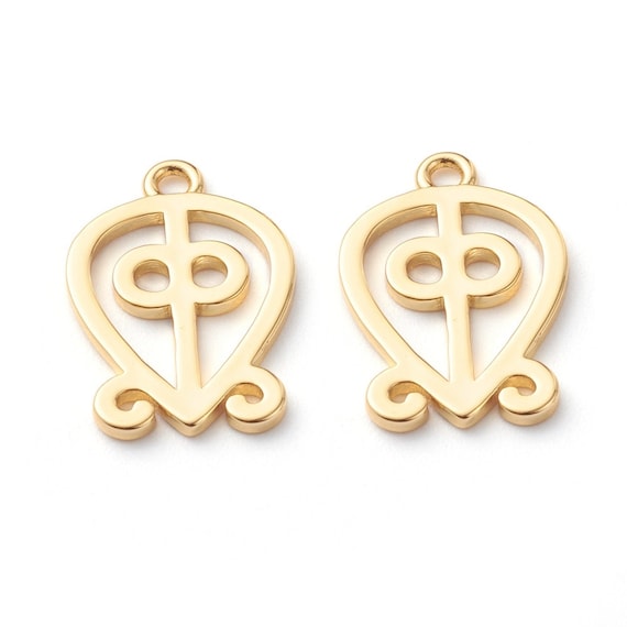 Adinkra Symbol Odo Nyera Fie Kwan Gold Charm Real 18K Gold