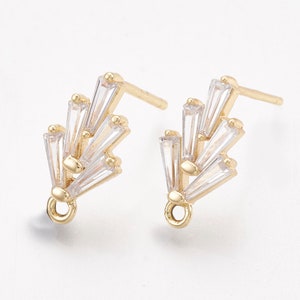Diamante studs | 18K gold plated 3-tier cubic zirconia earring stud | 4 pieces