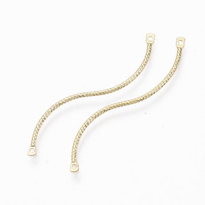 Bar charm | textured bar gold charm for earring marking | S shape connector 18K gold plated | 10 pieces