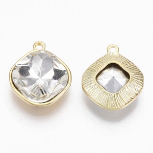 Rhombus glass rhinestone charm | 4 pieces