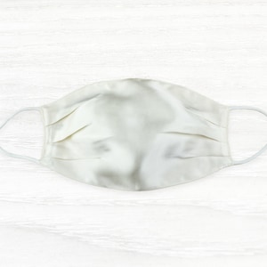 SILK Face Mask, White, Reusable Two Layers Soft Washable Face Mask, 100% Mulberry Silk, Cream/White, Breathable Silk Face Mask
