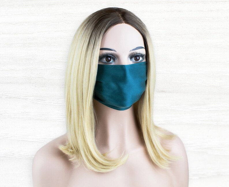 SILK Face Mask Teal Reusable Two Layers Soft Washable Face Etsy Denmark