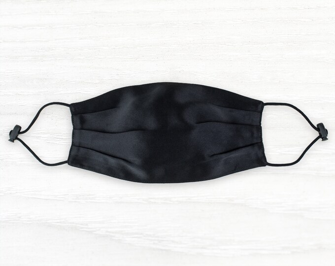 SILK Face Mask, Black, Reusable Two Layers Soft Washable Face Mask, 100
