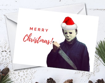 Funny Horror Movie Christmas Card, Michael Myers Theme
