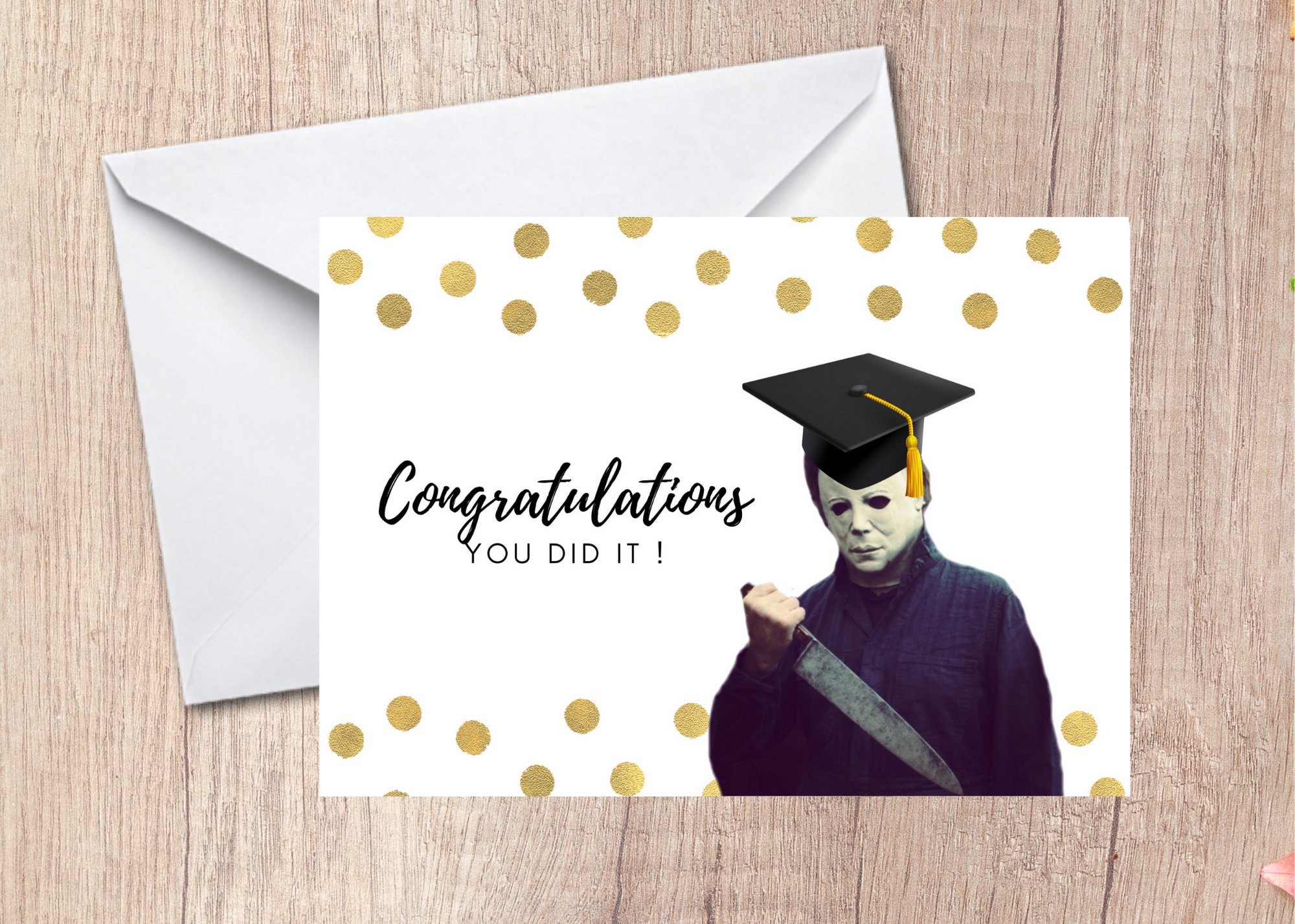 Michael Myers Horror Movie Graduation Card, You Did It Card, Horror