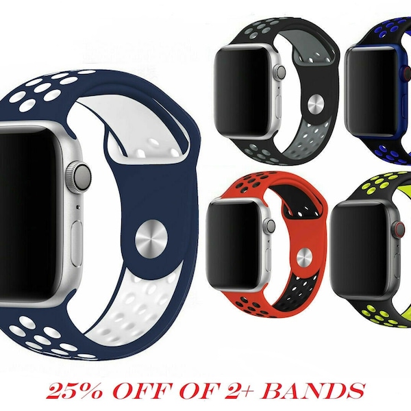 Apple Watch Band Breathable Sport Silicone Band 38mm 40mm 41mm 42mm 44mm 45mm Series 8 SE 7 6 5 4 3 2 1