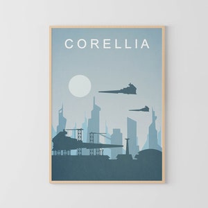 Minimalist poster Corellia Retro Travel Poster Art wall decor Kids room decor Classic movies posters Childrens posters Vintage movie prints