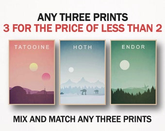 Money Saving Print Set - Any 3 Prints of your Choice Choose Your Size Travel Poster Travel Print Star Art Planet Art Gifts National Parks