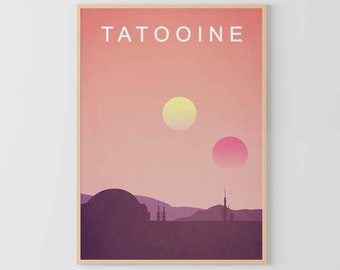 Minimalist poster Movie Tatooine poster Retro Travel Poster Art wall decor Kids room decor Classic movies posters Childrens poster