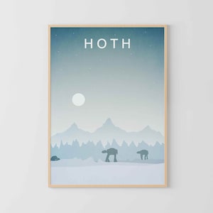 Cartel minimalista Hoth Retro Travel Poster Arte decoración de la pared Decoración de la habitación para niños Carteles de películas clásicas Carteles para niños Impresiones de películas vintage