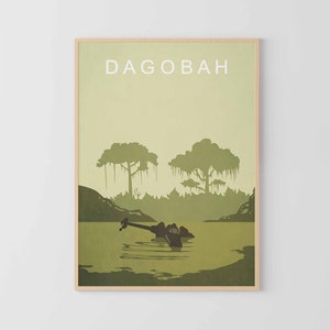 Cartel minimalista dagobah planeta impresión Película vintage imprime cartel de viaje de arte estrella Decoración de la habitación para niños Carteles de películas clásicas Cartel para niños