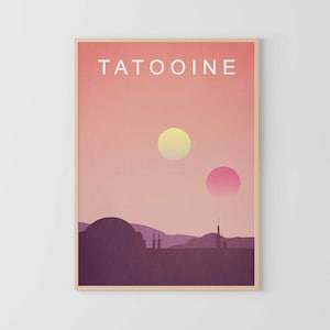 Cartel minimalista Película Tatooine cartel Retro Travel Poster Arte decoración de la pared Decoración de la habitación para niños Carteles de películas clásicas Cartel para niños