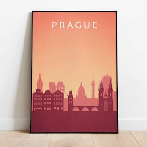 Prague Travel Print, Czech Republic Poster Print, Prague Wall Art , Wall Art, Travel Gift, Vintage Travel Poster, Deco poster