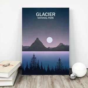 Glacier National Park Minimalist Print Travel Poster Travel Print National Park Poster Glacier Montana Art Print Montana Vintage Poster