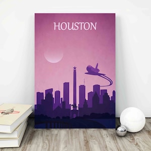 Houston poster Texas poster Houston USA USA city art Houston wall art Retro travel poster Houston Skyline Travel Home Decor Minimalist print
