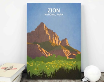 Zion National Park Minimalist Travel Poster National Park Poster Adventure Wall Art Home Decor ion National Park Utah Travel