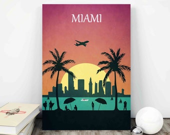 Miami Beach Travel Poster - Miami Print - Florida Vintage Travel Poster - USA travel print
