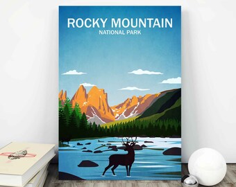 Rocky Mountain National Park poster  Colorado Travel Print Rockies Mountain Poster Travel Poster USA travel print Travel wall art