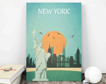 New York Poster- USA travel print - Wall Art - Statue of Liberty