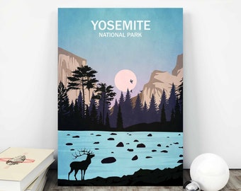 Plakat Yosemite minimalistyczny plakat dekoracyjny Wystrój domu Sztuka ścienna Plakat podróżniczy Wydruk z podróży Plakat z parku narodowego Wydruk artystyczny Sztuka do salonu