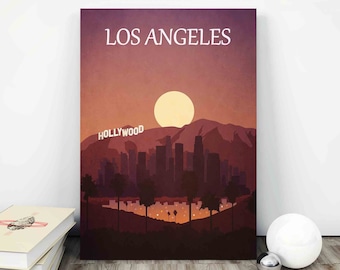 Los Angeles Poster - US Travel Print - Los Angeles Skyline - Retro Poster California