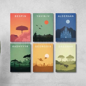 Minimalist movie poster set Classic poster New hope Vintage movie poster bespin movie yavin 4 alderaan art kashyyyk movie Star dagobah