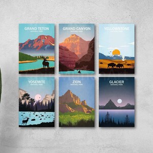 National Park minimalist poster Glacier poster - Grand Canyon - Grand Taton - Yellowstone - Yosemite - Zion Travel Wall Art Nature print