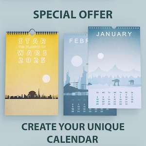 Star art wall calendar 2025 (double-sided printing) NEW DESIGN wall art 2024 12 month thumbcut calendar Wall Decor Star planet calendar 2025