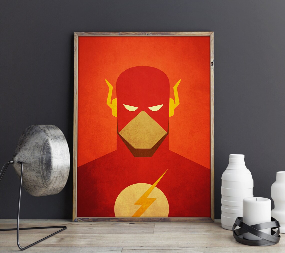 Superheroes Posters Set Vintage Movie Prints Superhero Etsy