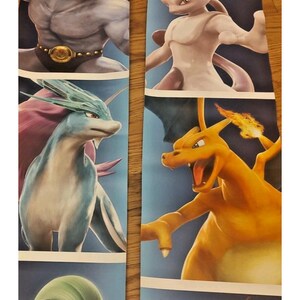 2 Pokemon The Movie posters Theater Wall Art Chizard Mewto Suicine Finial Original Art