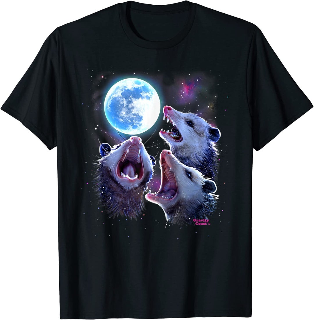 Three Possums Howling at Moon Shirt, Like 3 Wolves Tshirts, Opossum