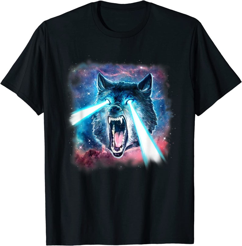 Realistic Wolf Tshirt Wolf in Space Tee Wolf Lover Tshirt Etsy