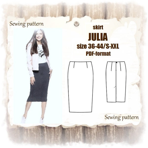 Skirt Julia size 36-44EU/ 6-14US trendy midi skirt multi-size sewing pattern PDF-file