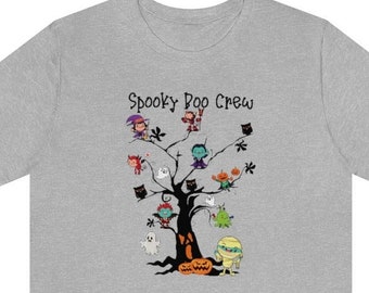 Spooky Boo Crew Cute Little Halloween Characters on a Tree Graphic Tee.  Free Ship USA.