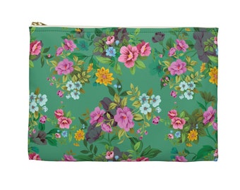 Flowers Vintage Look Floral Pattern Zippered Small Bag/Pouch.