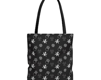 Norse and Goddess Pagan Wiccan Symbols Graphic Tote Bag.  Festivals, Birthday Gift. Free Ship USA.