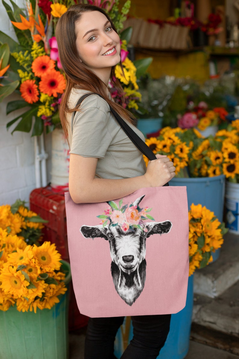 Pretty Goat Tote Bag Goat Lover Gift