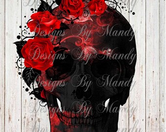 Red Roses Skull Mobile Phone Stand *cell* instant Digital Design Sublimation Template