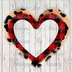 Buffalo Plaid Leopard Herz PNG-Datei, Valentinstag PNG, Valentinstag Sublimation Download, Sublimation Designs Downloads
